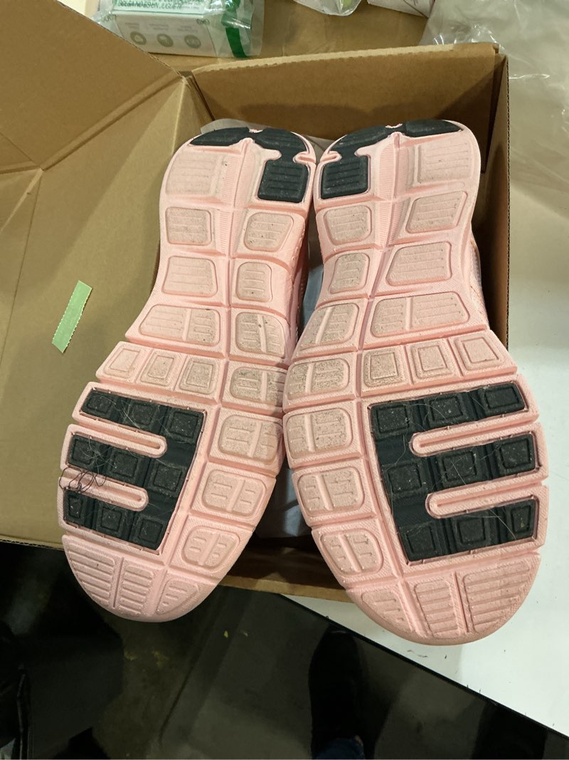 Condition photo showing As Is for inzcou running shoes lightweight tennis shoes non slip gym workout shoes breathable mesh walking sneakers 13 women/12 men pink