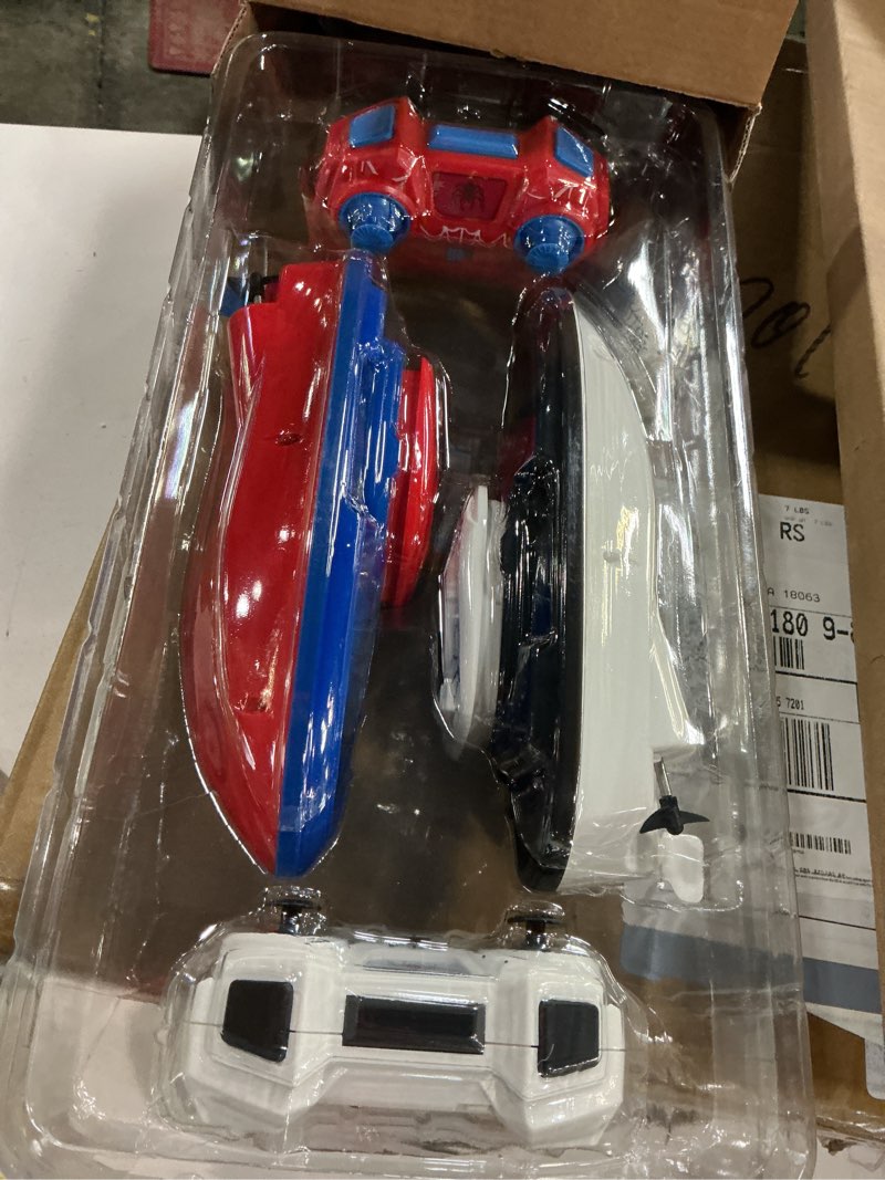 Condition photo showing New/Like New for Spider-Shaped Remote Control Boat for Pool, RC Boats 2-Pack Summer Toys with Water Spray for Kids, LED Lights, 2.4 GHz,Gift for Boys or Kids and Adults (Blue & Red) rc boat-2
