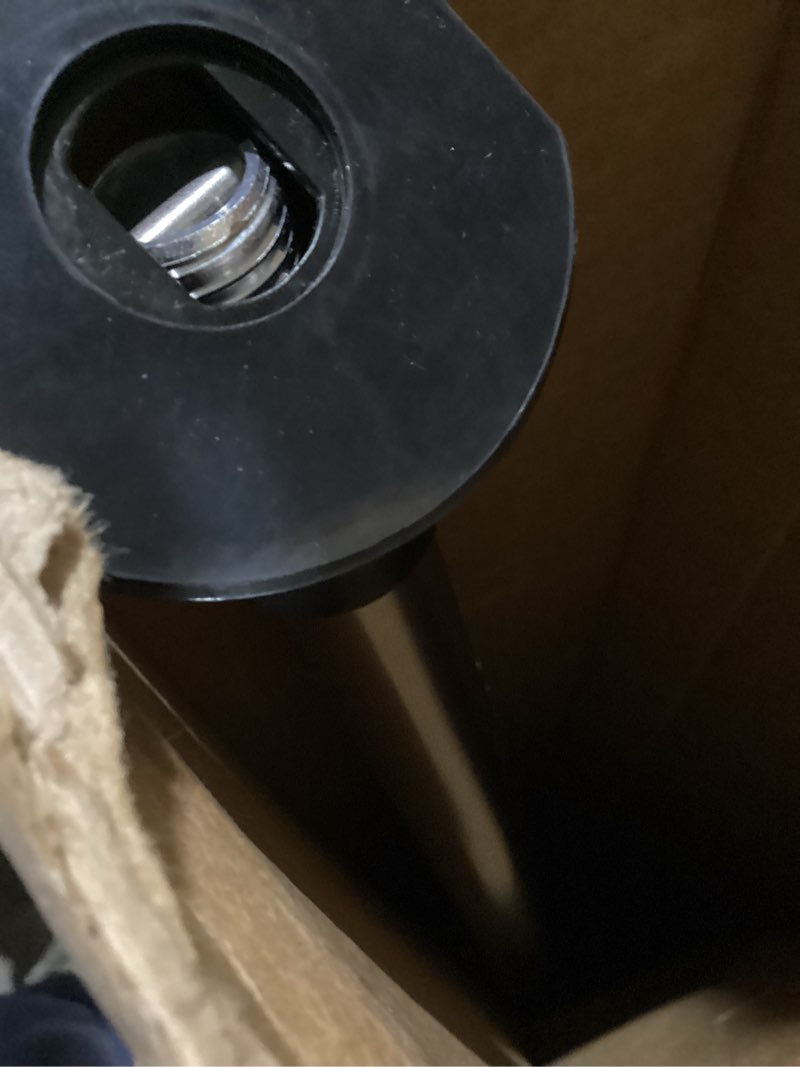 Condition photo showing As Is for moen curved adjustable spring tension no drill shower curtain rod for bathroom, chrome finish, csr2172ch chrome curtain rod
