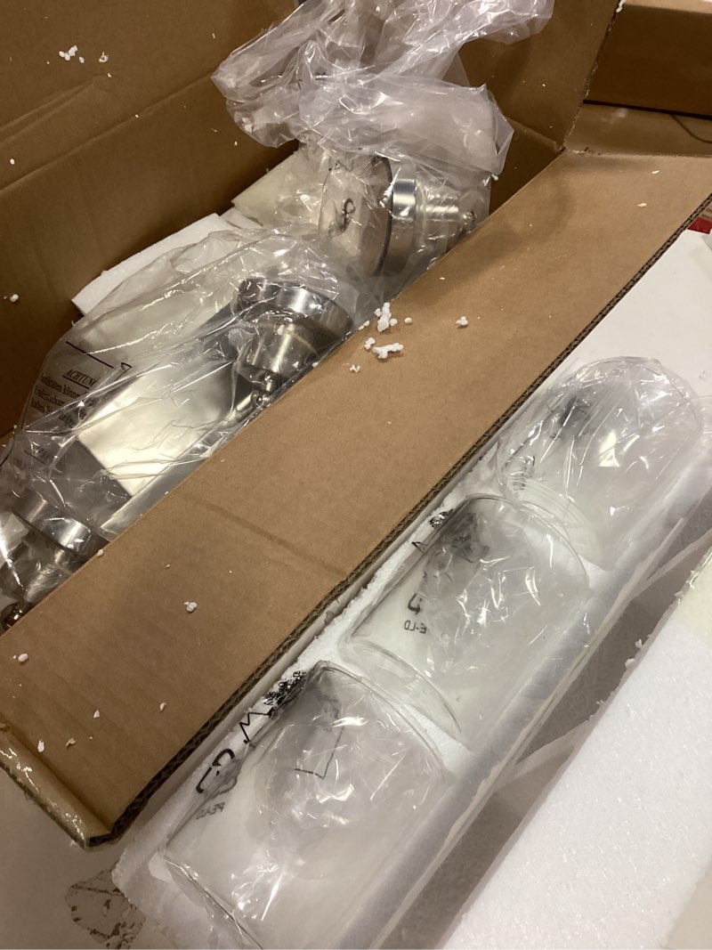 Condition photo showing Good Condition for 3-Light LED Dimmable Track Lighting Ceiling Fixtures, 5-Color Temperature Brushed Nickel Wall Lamp Spotlight with Integrated LED Chips & Clear Glass Shade & Frosted Column LED Base, 3-Light Clear Glass, Brushed Nickel