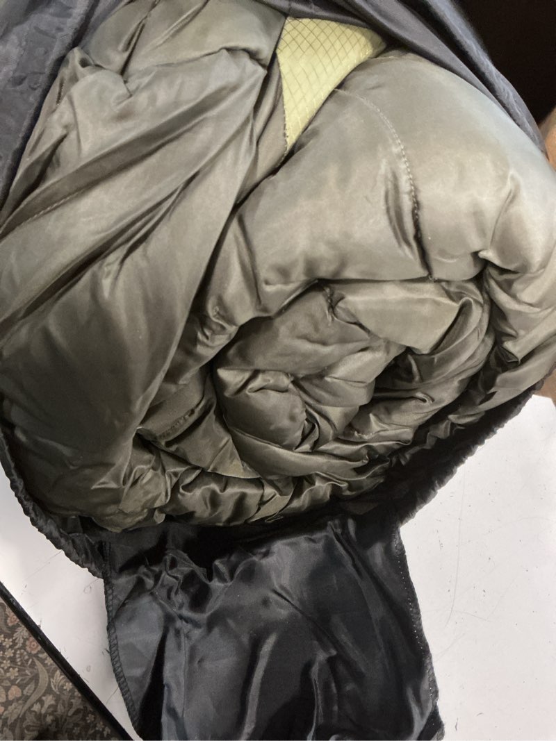Condition photo showing As Is for coleman north rim 0°f sleeping bag, cold-weather mummy sleep sack with no-snag zipper & adjustable hood for warmth & ventilation, camping sleeping bag pfas-free