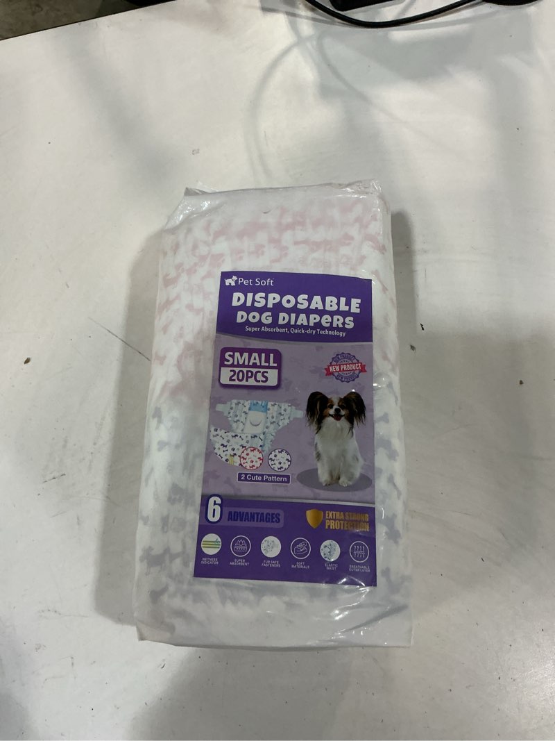 Condition photo showing New/Like New for pet soft female dog diapers - disposable doggie diapers with wetness indicator, puppy & cat diaper super absorbent, fit for female dog in heat or incontinence, 20pcs (s, mixed) mixed-pack of 20 small