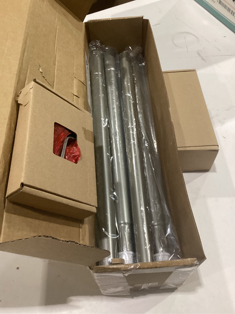 Condition photo showing New/Like New for kamanina antique silver curtain rods for windows 72 to 144 inches(6-12ft), 1 inch long curtain rod 32 to 144 inches, heavy duty decorative single drapery rods, square end antique silver 72-144"