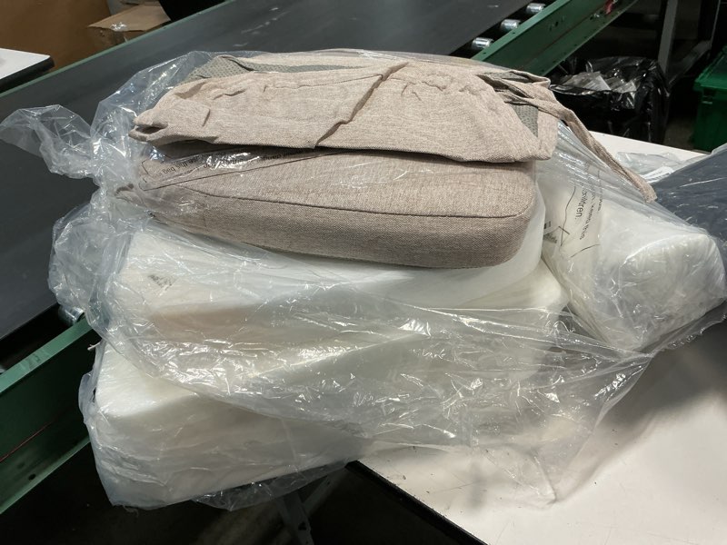 Condition photo showing As Is for ( incomplete) Chair Cushions for Dining Chairs, 2\" Thick Seat Cushions for Kitchen Chairs, D-Shaped Chair Pads with Washable Cover, Ties and Non Slip Backing, 17'' x 16'', Set of 6, Khaki 6 Count(Pack of 1) Khaki