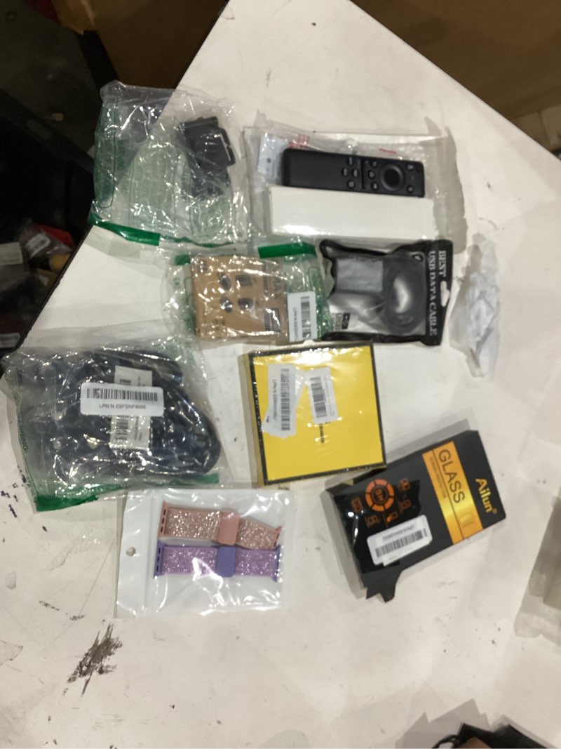 Condition photo showing As Is for assorted lot of electronics (headphones, small gadgets, headsets, etc.) 
