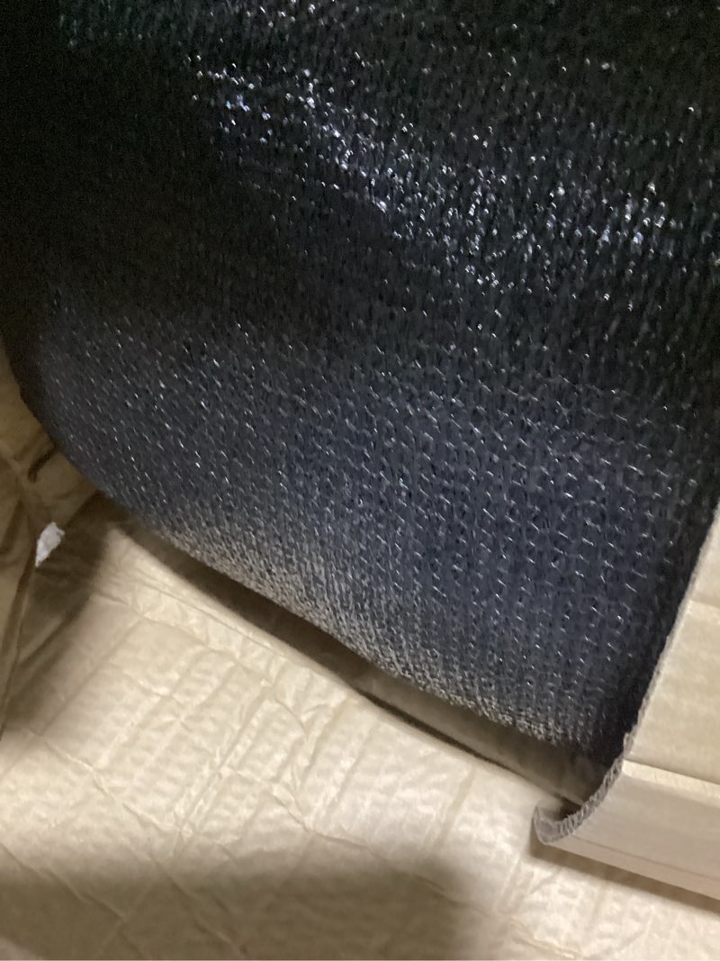 Condition photo showing As Is for winemana black shade cloth 90%, 30x50 ft mesh tarp - garden shade for greenhouse, patio, vegetables, plants cover and chicken coops, sunshade net for outdoor protection with reinforced grommets 30 ft x 50 ft 90%