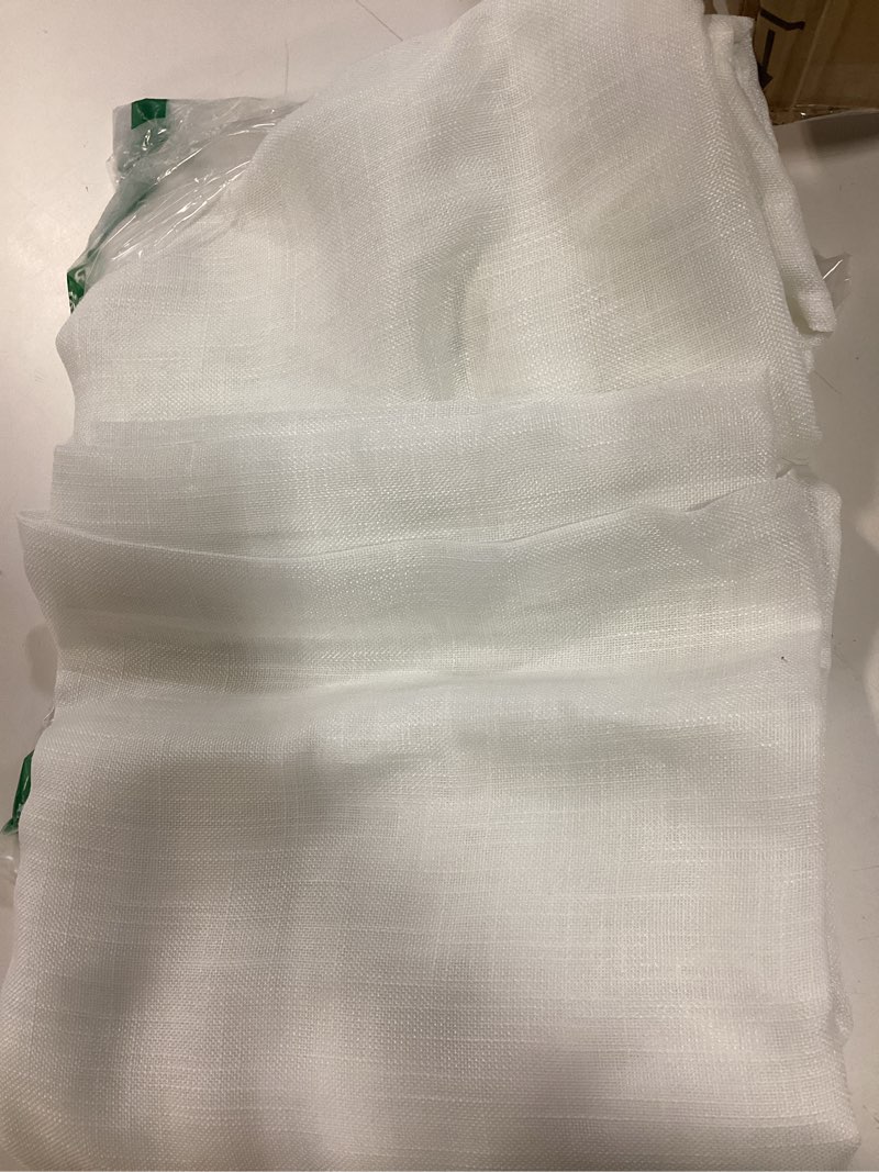 Condition photo showing Good Condition for pony dance white sheer curtains 90 inches long - natural flax blended sheer drapes for living room, window treatments panels for patio glass door/balcony, 2 pieces, white 52"w x 90"l (pack of 2) white
