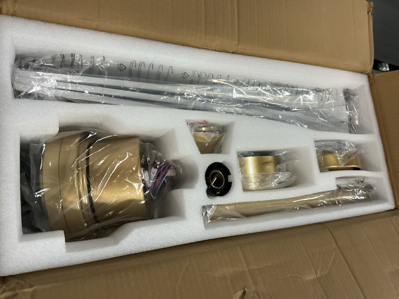 Condition photo showing As Is for 60 inch ceiling fans with lights 3 downrods, outdoor ceiling fan for patios with remote control, etl listed, 3 blades wood ceiling fans reversible quiet dc motor for indoor bedroom farmhouse walnut wood 60 inch