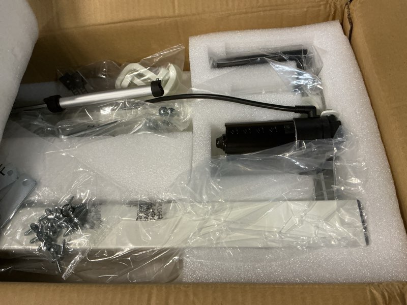 Condition photo showing Good Condition for Veken 55 Inch Large Electric Standing Desk,Sit to Stand Up, Heights Adjustable, Work Home Office Computer Table for Study, Walking Pad, Writing, and Games, Wooden Desktop Desks, White 55 Inch White