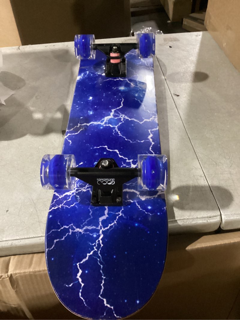 Condition photo showing Good Condition for Skateboards with Colorful Flashing Wheels for Beginners,Kids,Teens,Adults, Complete Standard Skate Boards 9 Layer Canadian Maple Deck Concave Skateboard 1-Lighting