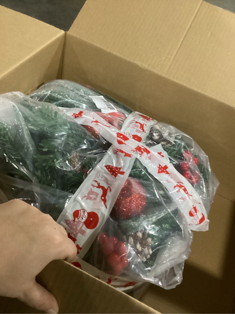 Condition photo showing Good Condition for Christmas Garland with Lights, 9FT Lighted Christmas Garland with 30 LED, Prelit Garland Battery Operated Garland Christmas Decorations for Stairs Railing Fireplace Mantle Front Door Porch Home 6#