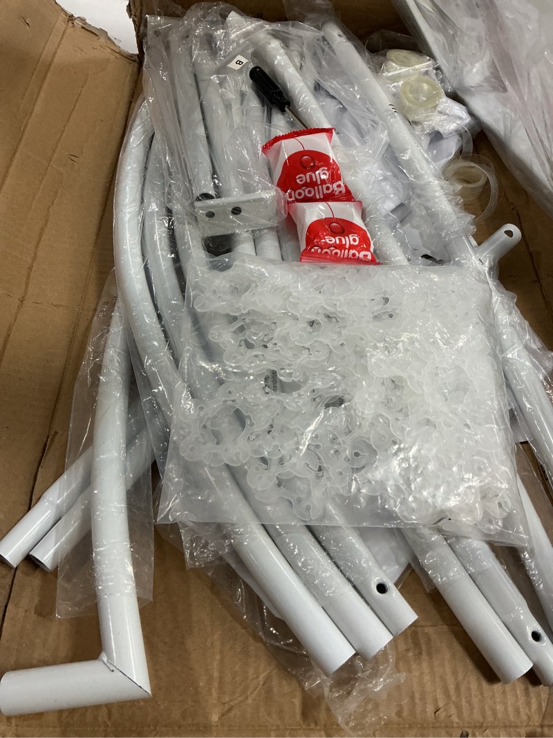 Condition photo showing Good Condition for ? 8ft(2.4m) heart shaped white metal balloon arch stand frame display kit?love balloon arch frame for proposal, wedding, valentine’s day, bridal, birthday party decorations