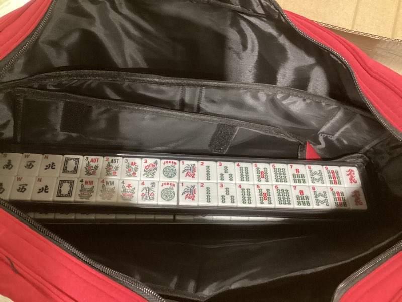 Condition photo showing Good Condition for ZGME American Mahjong Set,166 White Tiles with Red Bag and Accessories,4 All-in-One Mahjong Racks with Pushers,Complete Western Mahjong Set
