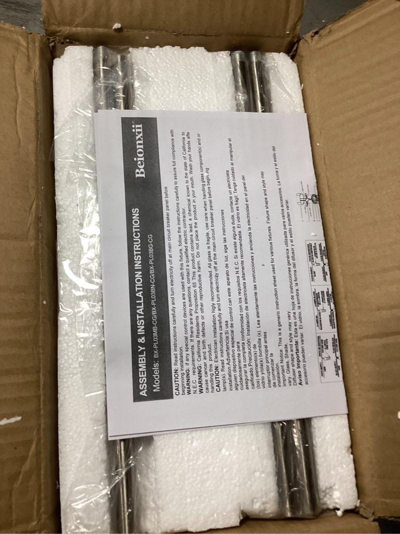 Condition photo showing New/Like New for Beionxii Pendant Lights Kitchen Island, Brushed Nickel Hanging Lights Fixtures with Clear Glass, Kitchen Pendant Lighting Over Island, Hanging Lights for Sink Dining Room, Entryway, BX-PL03BN-CG 1 Pack Brushed Nickel (Clear Glass)