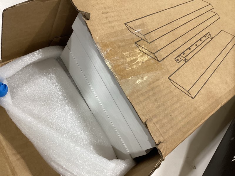 Condition photo showing Good Condition for BAYKA White Floating Shelves for Wall, 22.5 inches Wall Mounted Rustic Wood Shelves for Bathroom, Bedroom, Living Room, Floating Shelves for Books/Storage/Decor (Set of 3) C. White - Modern Minimalist Style 22.5inches