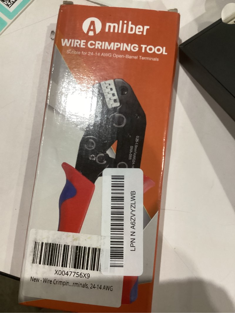 Condition photo showing Good Condition for Wire Crimping Tool with Ratchet, Amliber Ratchet Wire Crimper Tool for Open Barrel Terminal Connectors, Electrical Crimping Tool for Deutsch DELPHI AMP Dupont TYCO Terminals, 24-14 AWG For Open Barrel Connectors