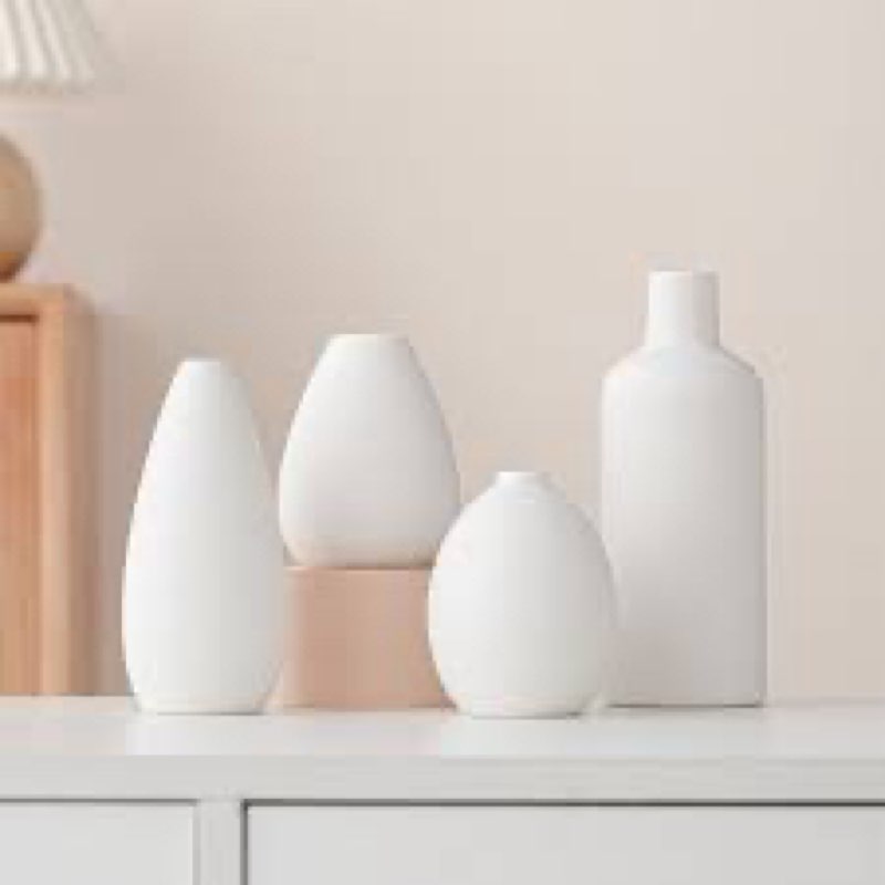 Ceramic Vase Set of 4, Modern Minimalist Colors Home Decor, White Decorative Flowers Vases for Bouqu