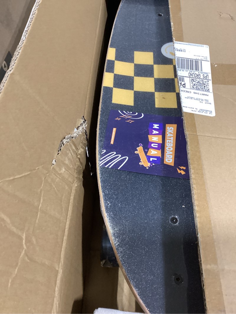 Condition photo showing New/Like New for nattork complete kid skateboards 29" x 9" youth cruiser skateboard for beginners double kick deck concave girls or boys skateboard golden check