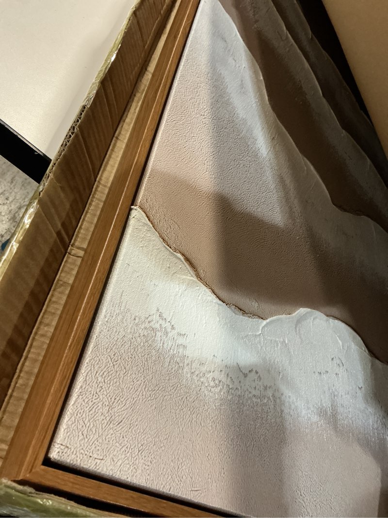 Condition photo showing Good Condition for Vaskuro Large Framed 3D Handmade Neutral Art Paintings for Living Dining Room, Textured Wave Abstract Artwork for Wall, Modern Minimalist Cozy Decor for Bedroom Office 24x36 In