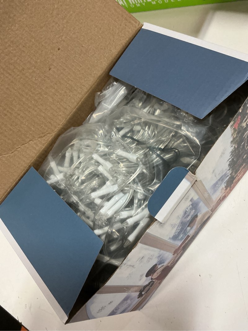 Condition photo showing New/Like New for 810led 82ft christmas lights, 180drops 12 modes christmas string lights outdoor brightness, waterproof christmas decoration fairy lights with timer memory for party patio window fence blue & coolwhite blue & white 810led 82 ft with 180 drops