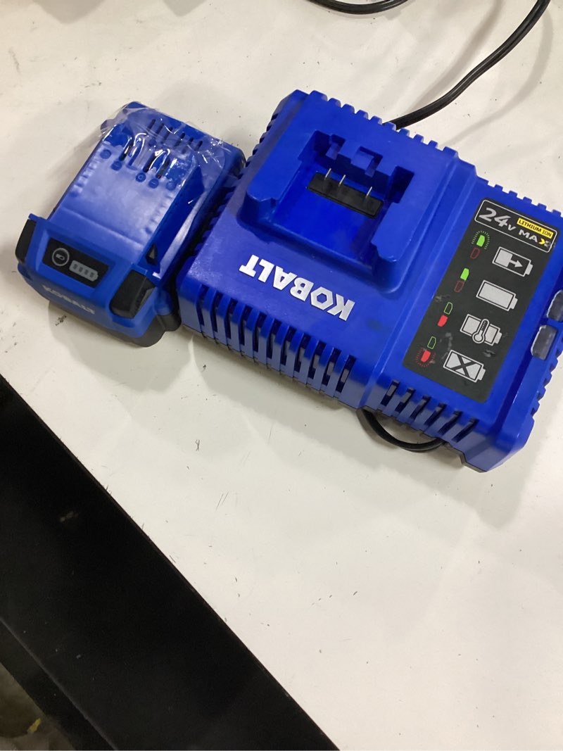 Condition photo showing As Is for kobalt krc 2490-03 kobalt 24 -volt battery charger ( lithium-ion