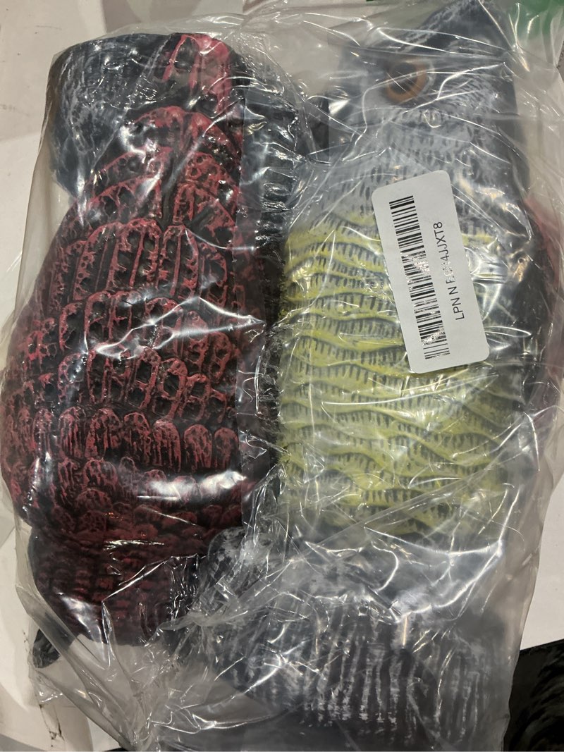 Condition photo showing Good Condition for hedoc 2 pack fake owl decoys to scare birds away, great horned owl bird deterrents, nature scarecrow plastic pest repellent, garden decor and yard decoration for gardens and rooftops