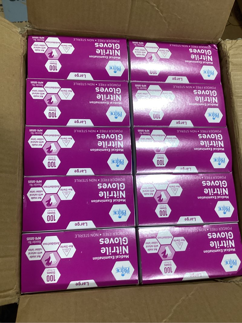 Condition photo showing New/Like New for MedPride Powder-Free Nitrile Exam Gloves, Large, 100 Count (Pack of 10)