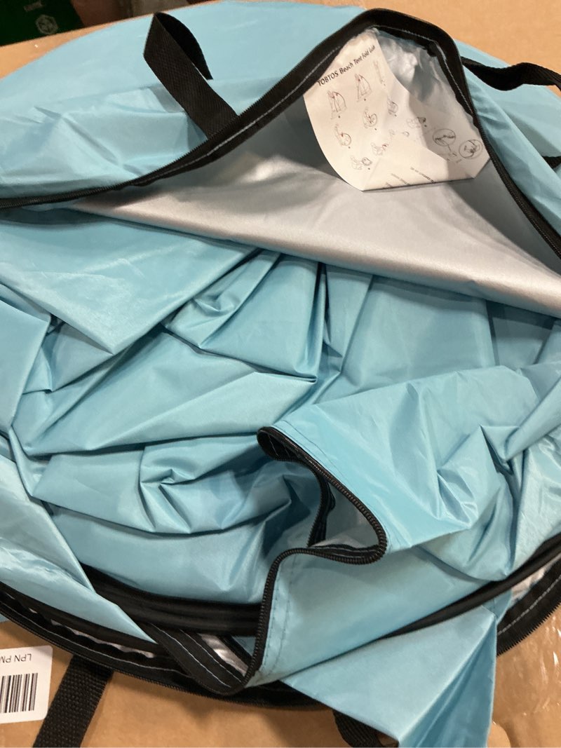 Condition photo showing Good Condition for tobtos upf 50+ pop up beach tent, easy set up beach umbrella, sun shelter for 2-3 people uv protection portable sunshade, baby canopy cabana, lightweight with carry bag blue for 2-3 person