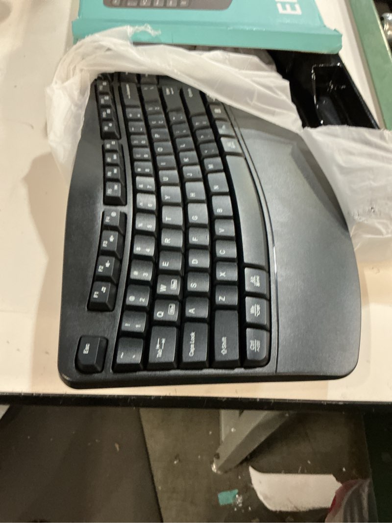 Condition photo showing Good Condition for Wireless Keyboard and Mouse Combo,2.4G Full Size Wave Keys Ergonomic Keyboard with Wrist Rest for Natural Typing, 3 DPI Adjustable Ergonomic Silent Mouse for Computer/Laptop/Windows/Mac (Black)