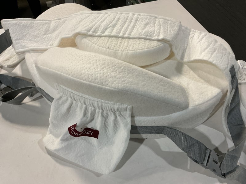 Condition photo showing As Is for Momcozy CozyPro Nursing Pillow - All Around Lumbar & Arm Support - Safety Fence, Firm & Springy Memory Foam-Stable, Ergonomic Support, Easier Breastfeeding, Wider Cushion, Adjustable, Removable Cover White (Cozypro With Lumbar Support)