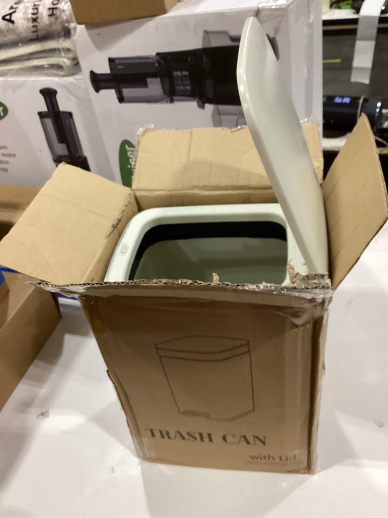 Condition photo showing Good Condition for rejomiik small bathroom trash can with lid slim soft close garbage can step wastebasket container trash bin for office bedroom kitchen living room (1.9 gallon cream)