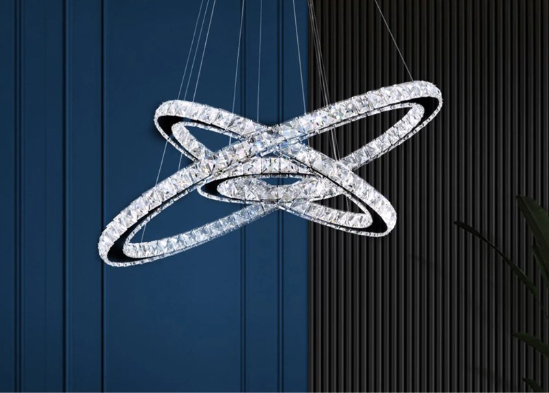 3 - Light Crystal Dimmable LED Geometric Chandelier