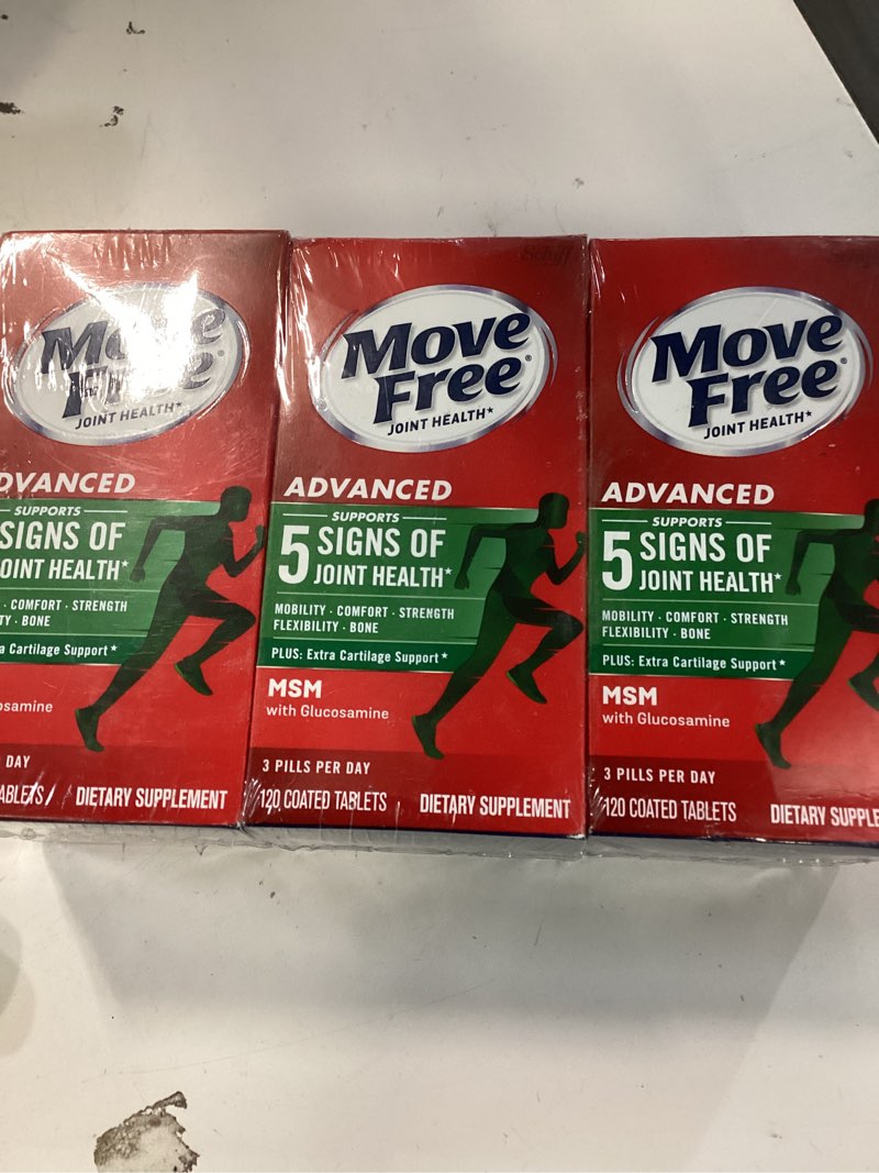 Condition photo showing New/Like New for move free advanced glucosamine chondroitin msm joint support supplement, supports mobility comfort strength flexibility & bone - 120 count (pack of 3)