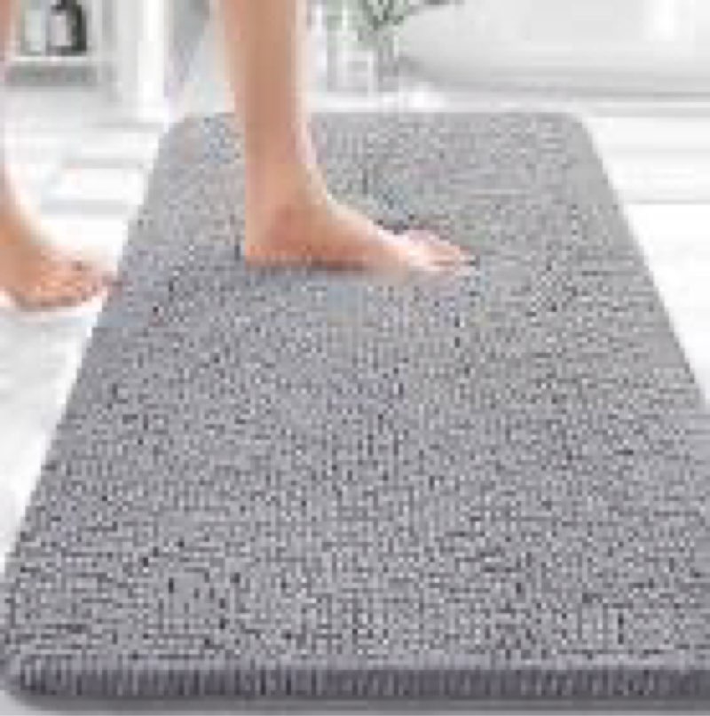 olanly thick bathroom rugs 36x24, extra soft absorbent chenille striped bath rugs, rubber backing, m