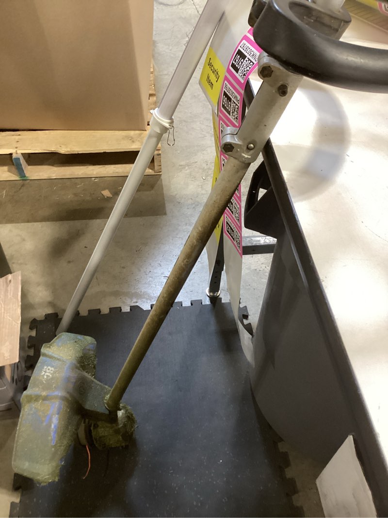Condition photo showing As Is for kobalt 80-volt 16-in straight shaft battery string trimmer 2.5 ah