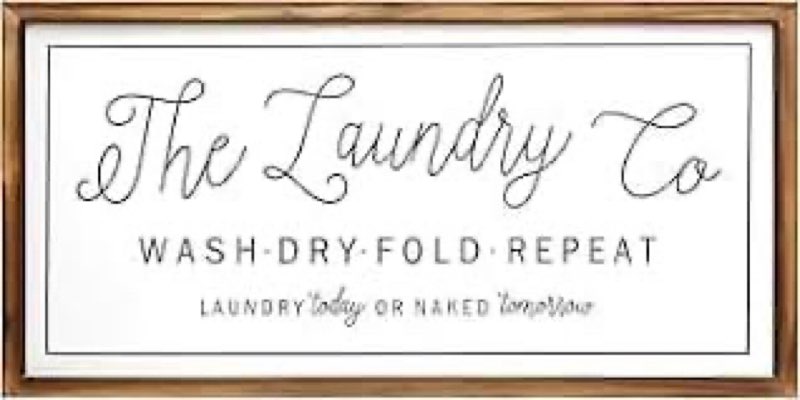 ZZJJHYWGQ Laundry Room Wall Decor 32"×12" Large Farmhouse Laundry Today Or Naked Tomorrow Wash Dry F