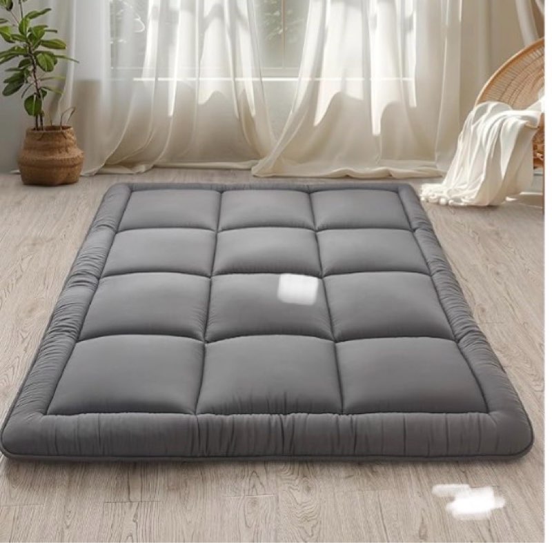 WhatsBedding Japanese Floor Mattress Futon Mattress 3" Grey Tatami Mat Shredded Memory Foam Filled S