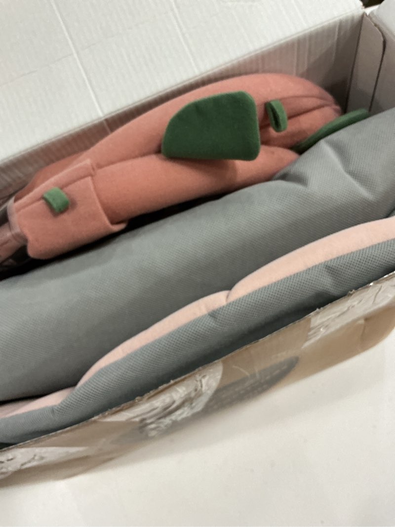 Condition photo showing Good Condition for blissful diary baby play gym & activity mat, oversize leaf shaped tummy time baby play mat w 6 detachable toys promotes motor skills & sensory development, newborn infant essentials gift, crystal pink