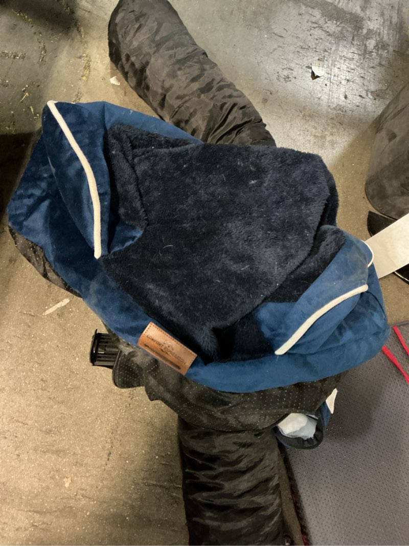 Condition photo showing As Is for Comfort Expression Orthopedic Dog Bed for Extra Large Dogs 42x30 Inch, Waterproof Egg Crate Foam XL Pet Bed with Removable Bolsters, Dog Couch with Washable Cover & Non-Slip Bottom, Navy Blue