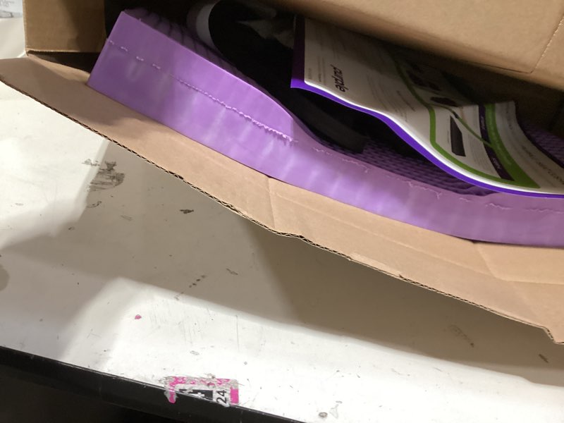 Condition photo showing Good Condition for purple back cushion | pressure reducing grid designed for ultimate comfort | designed for chairs, gaming, and travel | made in the usa