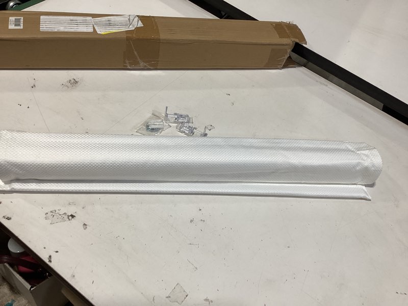 Condition photo showing Good Condition for madison park galen cordless roman shade, 27"w x 64"h, sheen white – room darkening, thermal insulated, energy efficient window blind with subtle sheen basketweave fabric for privacy room darkening basketweave sheen white 27"w x 64"h