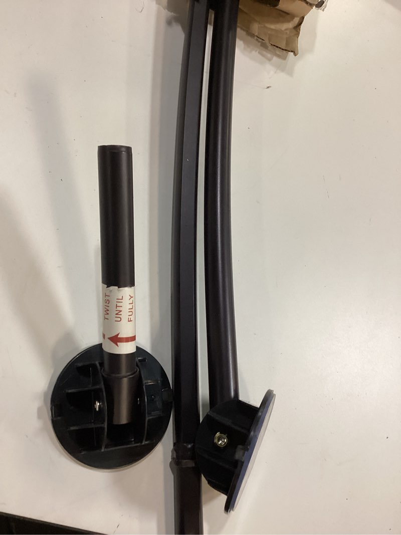 Condition photo showing As Is for Zenna Home Curved Shower Curtain Rod, No Drill, 50-72 Inch Adjustable Tension Shower Rod for Bathroo