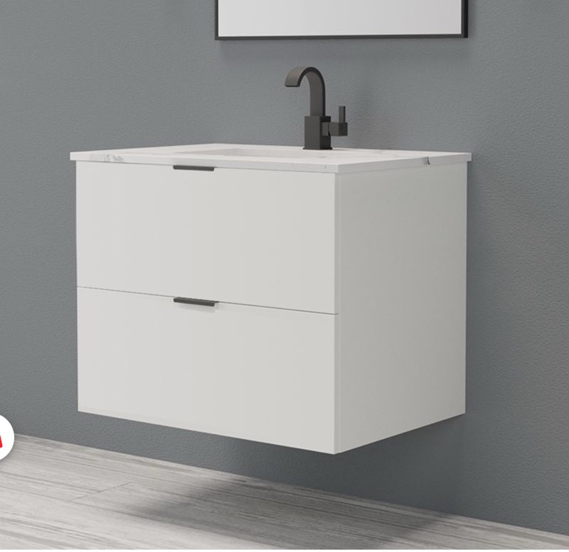 (Incomplete vanity top only) 30” Floating Wall Mirror Single Bath