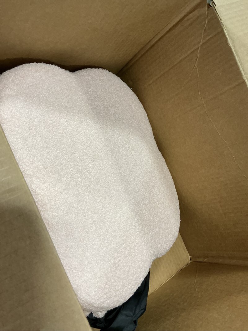 Condition photo showing As Is for SONGMICS Mazie Collection - Round Storage Ottoman, Folding Footrest Stool with Removable Lid, Easy Assembly, Velvet Vanity Stool for Bedroom, Living Room, Entryway, Jelly Pink ULSF608R01 Jelly Pink Velvet