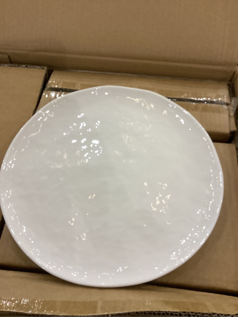 Condition photo showing New/Like New for Famiware Porcelain kitchen plates and bowls set, Modern dishes set for 6, Handmade Wave Edge Dinnerware Sets, Microwave and Dishwasher Safe Tableware, Polar White (24pc) Polar White Oversized Set(24pcs)