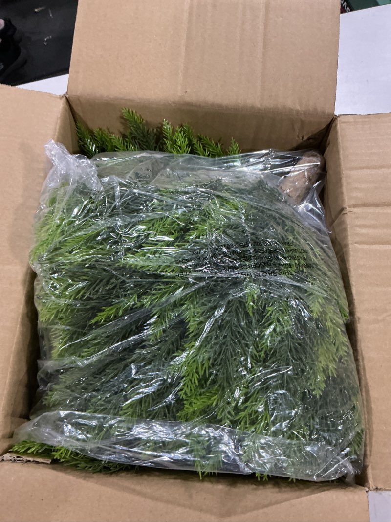 Condition photo showing Good Condition for 2 set artificial cedar topiary ball trees with spike, 24" uv resistant fake evergreen shrubs plants for outdoor, faux cypress bushes for indoor front porch garden