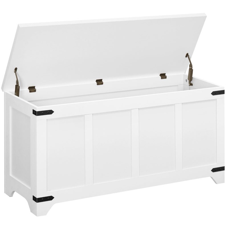 MAHANCRIS Storage Chest, 47.2" Storage Trunk with 2 Safety Hinges, Wooden Toy Chest, Entryway Shoe B