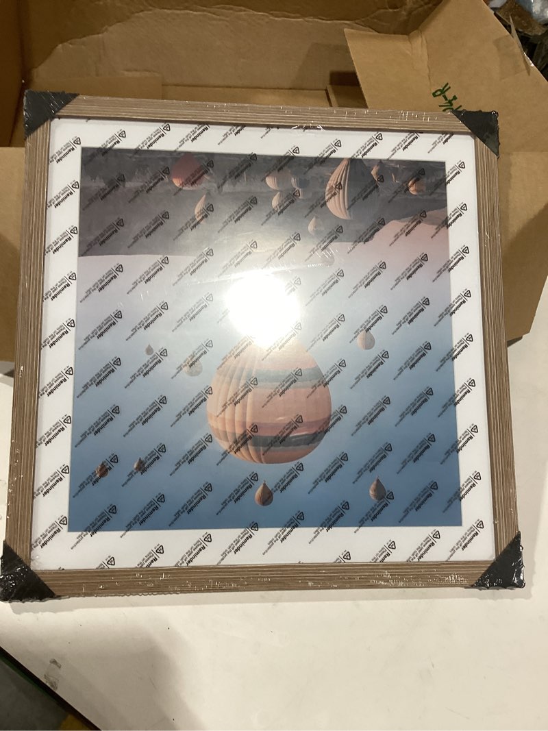 Condition photo showing Good Condition for jcjmy 16x16 picture frame rustic brown with 14x14 mat for 40 x 40cm diamond art painting, display photo 14x14 with mat or 16 x 16 without mat, wall hanging large frame with plexiglass, rustic brown rustic brown 1