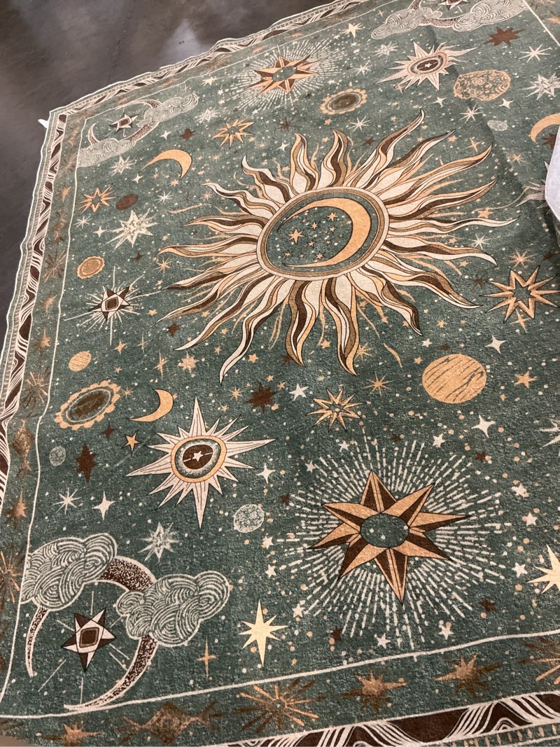 Witchy Rugs for Bedroom, 8X10’Sun Moon Stars Area Rug , Celestial Astrology Aesthetic Carpet for Living Room Home Decor, Washable Non Slip Indoor Floor Rug