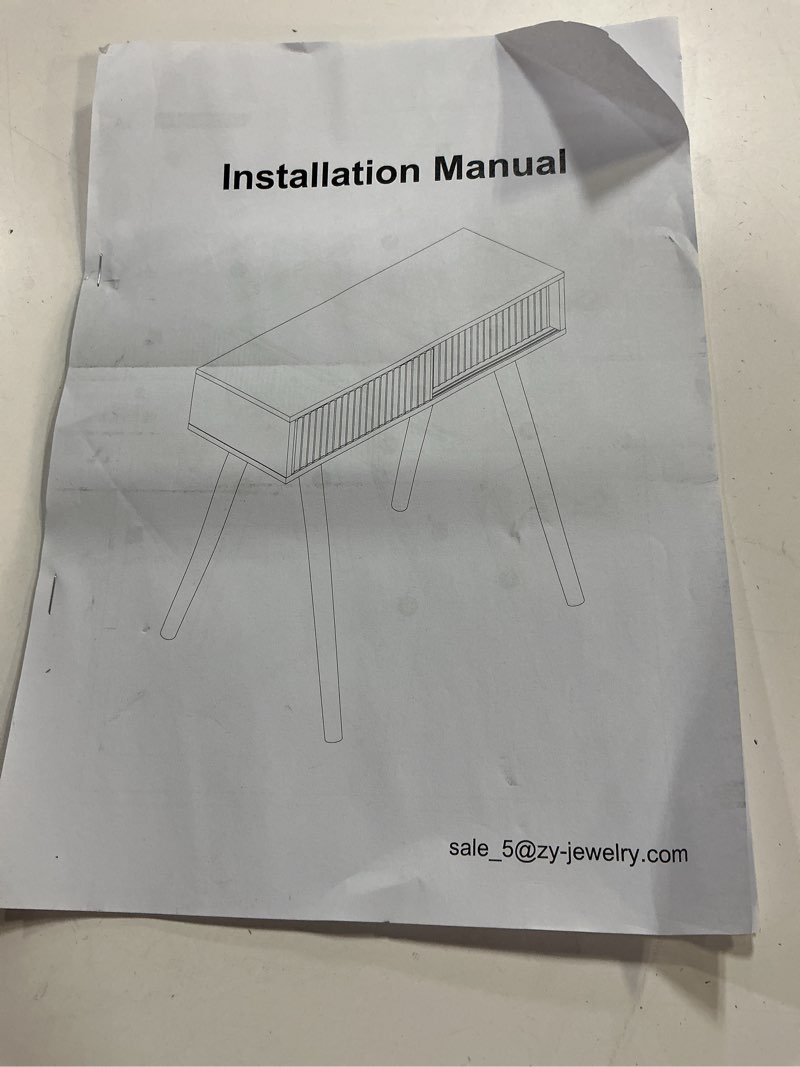 Condition photo showing As Is for (similar)safavieh home albus mid-century modern black 3-drawer console table